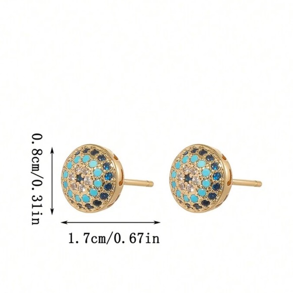 Copper Inlaid Zirconia Stud Earrings NWT - Picture 4 of 4